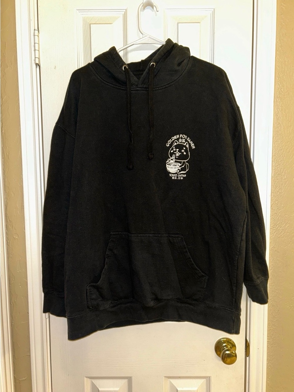 SCW Golden Fox Ramen Hoodie Extra Large Black Fox Graphic Pocket Tokyo Japan